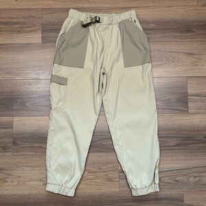 Prana Two-Tone Beige Cargo Jumpsuit Pants